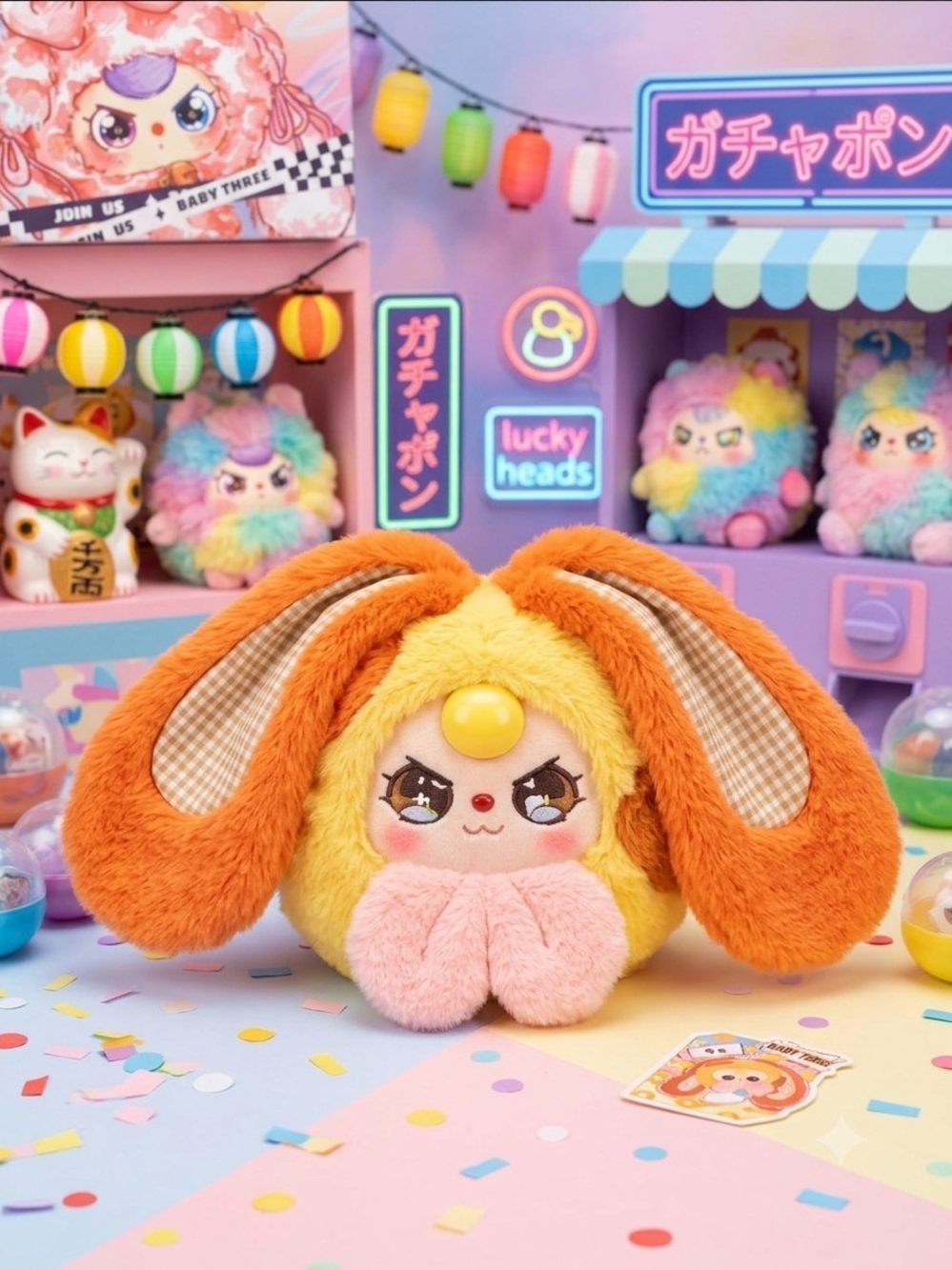 Baby Three Lucky Head Zipper Bag